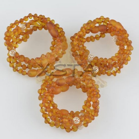 Amber teething bracelets with silver